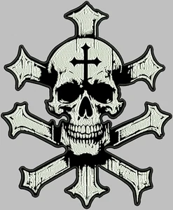 Kreuz Schädel Rückenpatch Aufnäher Höhe ca. 28 cm Breite ca. 24cm - Bild 1 von 8