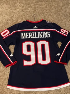 Authentic Columbus Blue Jackets Elvis Merzlikins Primegreen Adidas Jersey 46 - Picture 1 of 8