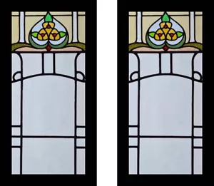 Beautiful Stylish Art Deco English Pair Stained Glass Windows / Sidelights - Picture 1 of 1