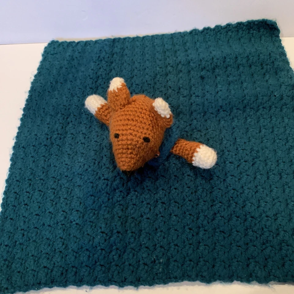 Manta de seguridad Lovey marrón verde azulado profundo punto zorro ganchillo Foto 1 de 4