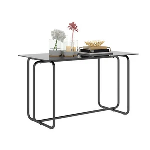 1-piece Rectangle Dining Table Metal Frame Tempered Glass Dining Table Kitchen R - Picture 1 of 13