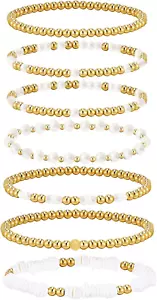Gold Pearl Beaded Enewton Bracelets for Women,gold Pearl Stackable Stretch Be... - Picture 1 of 11