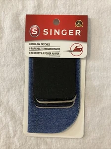 Singer Iron On Patches X2 Blue 5”x4” X2 Black 2”x 3” X2 Tan 2”x3” X2 Navy 2”x3” - Picture 1 of 6