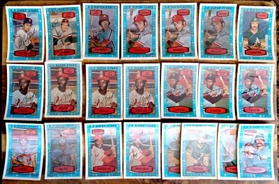 LOTE de (22) tarjetas de superestrellas 3D Kelloggs 1975/todos los HOFs/rellenos agrietados Foto 1 de 2