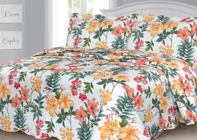 Juego de colcha reversible ligera colcha 3 piezas juego de colcha jardín de flores Foto 1 de 4