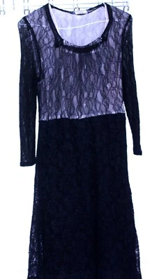 Vintage 1940 Young Viewpoint Dress New York black lace pink under bodice sweet - Image 1 of 4