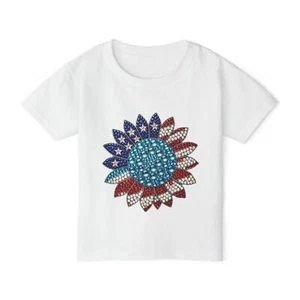 Patriotic Toddler T-Shirt with Floral Design, USA Pride Tee, Kids [...] - Picture 1 of 29