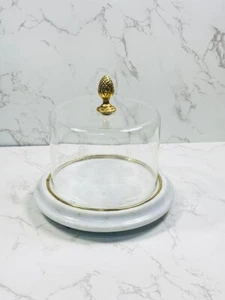 Galashield Marble Cake Stand with Glass Dome Cake Cover - Picture 1 of 8