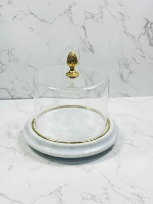 Galashield Marble Cake Stand with Glass Dome Cake Cover - Image 1 of 4