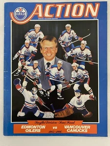 1985-86 SMYTHE DIVISION SEMI-FINAL EDMONTON OILERS vs CANUCKS ACTION MAGAZINE - Bild 1 von 6