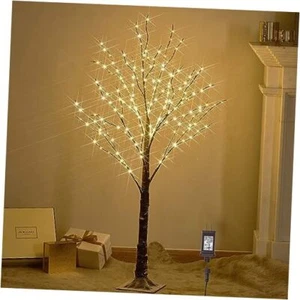 Lighted Snowy Twig Tree with Fairy Lights 4FT 200 LED Lights, 4FT Snow Flocked - Picture 1 of 6