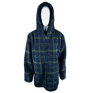 Chadwicks of Boston Womans Sz Medium Plaid Blue Jacket Stretch Lined Teddy - Picture 1 of 8