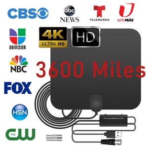 TV Antenna 4K HD TV DTV Box Digital Booster Active Indoor Aerial Flat High Gain - Picture 1 of 12