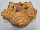 Native American Apricot Colored Purse With Wonderful Flower Design And Beading