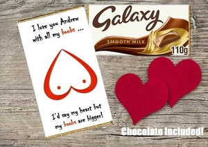 Personalised Novelty Joke All My Boobs Chocolate Bar - Valentine Birthday Gift - Picture 1 of 3