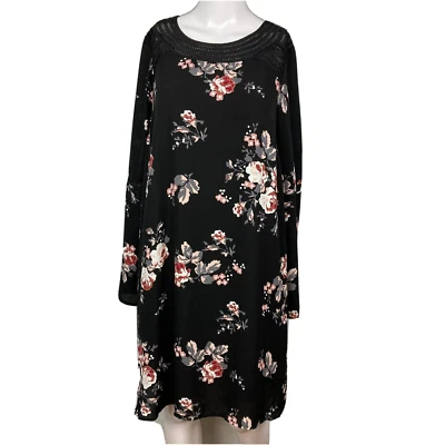 Isabel Maternity Dress Womens Sz S Black White Floral Bell Sleeve Shift Lined - Image 1 of 4