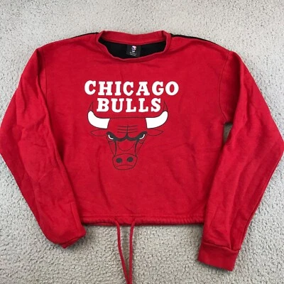 Suéter Para Mujer Chicago Bulls XS Rojo Manga Larga Cuello Redondo Recortado NBA Pullover Foto 1 de 4