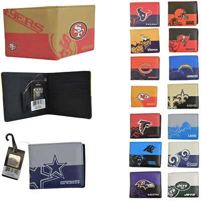 NWT NFL Pick Your Teams Men Women Synthetic Leather Bi-Fold Wallet - Licensed - Image 1 of 2