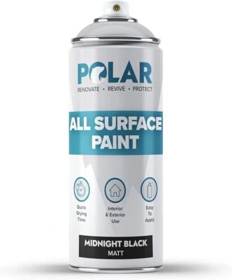 2 x Polar All Surface Spray Paint Midnight Black MATT Interior & Exterior Fast - Image 1 of 4