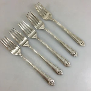 Holmes & Edwards Lovely Lady Lot of 5 Salad Forks Inlaid Silverplate  - Picture 1 of 4
