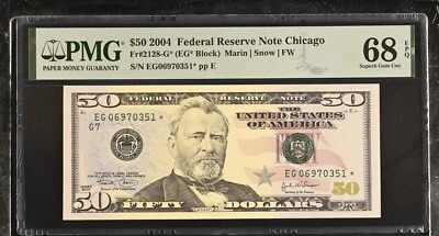 2004 $50 Federal Reserve Note Fr-2128-G* Chicago PMG68 Superb Gem EPQ - Image 1 of 2