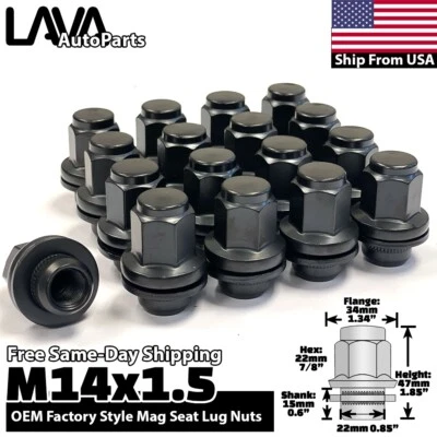 20x Black 14x1.5 Flat/Mag Seat Lug Nut Fit Range Rover Discovery Defender LR - Image 1 of 4