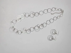 MODESCHMUCK HALSKETTE/OHRRING SET MULTI RING KETTE - Bild 1 von 2