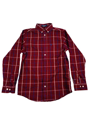 Camisa de manga larga a cuadros roja para niños IZOD juvenil L (14-16) Foto 1 de 3