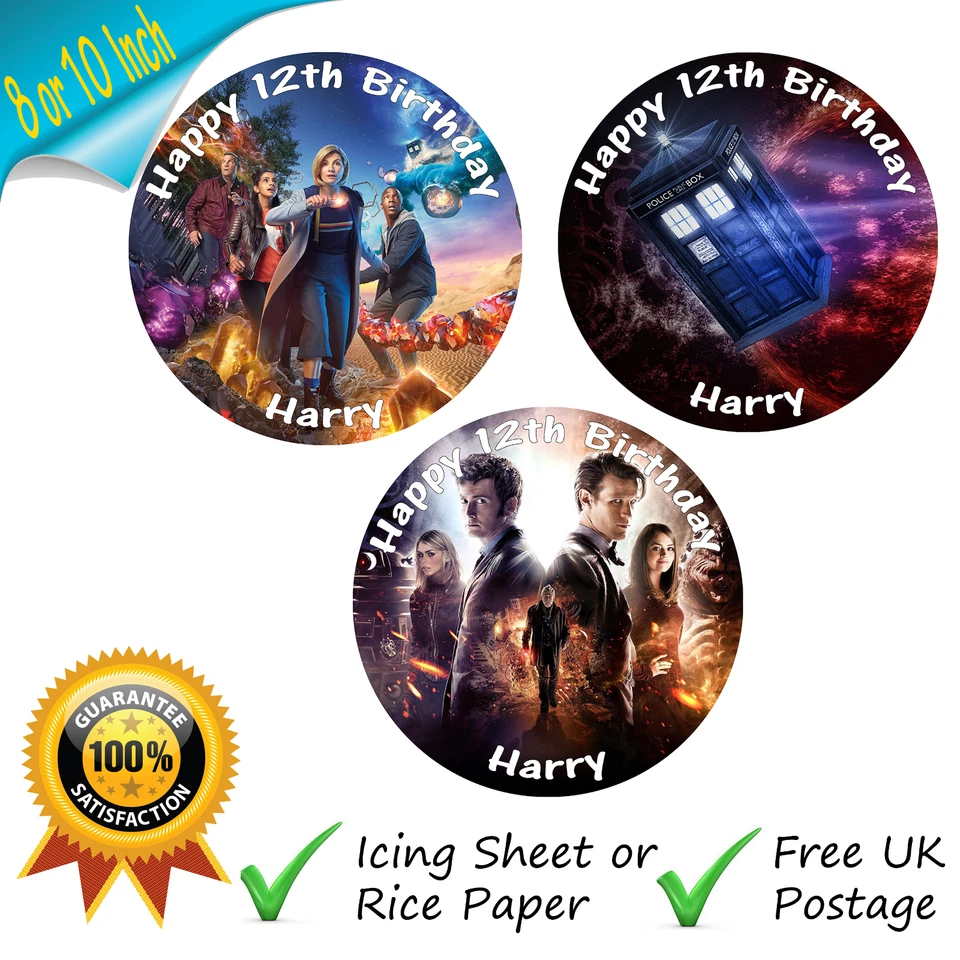 DR WHO CAKE TOPPER PERSONALISED EDIBLE DR WHO BIRTHDAY CAKE TOPPER
