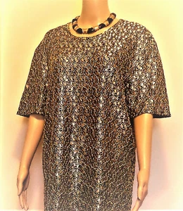 LA ROSA GOLD & BLACK WOMEN FASHION BLOUSE ELEGANT PARTY COCKTAIL THEATRE SIZE L - Picture 1 of 2