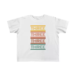 3rd Birthday Party Shirt Gift, Happy Birthday THREE, Toddler's Fine Jersey Tee - Picture 1 of 4