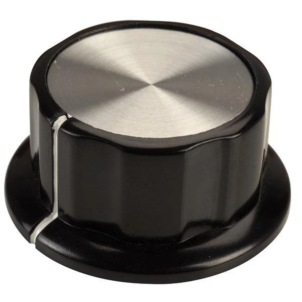 2 x SCI RN-99A(Ø6.4mm) 45mm Control Knob-Black/Silver Cap-White Line-6.4mm Shaft - Image 1 of 1