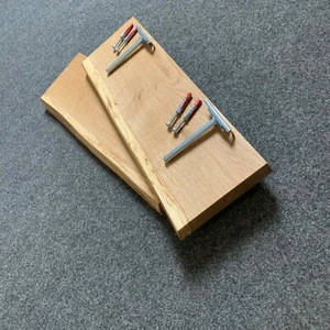 Tablero de pared roble salvaje madera maciza con borde de árbol estantería tablero enchufable estante - Imagen 1 de 11