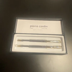 Pierre Cardin CHROME and GOLD Pen and Mechanical Pencil Set in Box - Picture 1 of 4