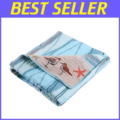 Lightweight Reversible Throw Blanket - Ocean Waves - Image 1 of 4