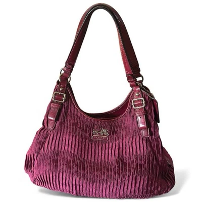 Bolsa de ombro Coach Madison plissada patenteada marrom Borgonha - Imagem 1 de 4