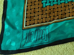 Bufanda Julie Francis Vintage Para Mujer Grande Cuadrada Seda Tejido Estampado 42x42 - Imagen 1 de 5