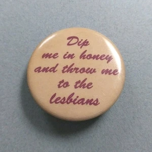 Dip Me In Honey And Thow Me To The Lesbians 1.5" Button Pinback - Picture 1 of 2