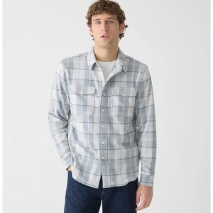 J.Crew Seaboard weiches Strickhemd kariert Jacke Herren elfenbein grau Freizeit Medium neu mit Etikett - Bild 1 von 12