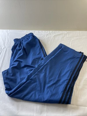 Pantalones de chándal Adidas vintage para hombre talla L azul negro holgados gimnasio aire libre calentamiento Y2K Foto 1 de 4