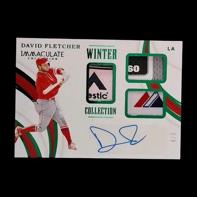 2019 Panini Immaculate Collection Baseball Triple Patch Auto /5 David Fletcher - Image 1 of 2