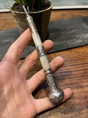 Pommeau Ombrelle & Canne Métal Argenté XIX Eme Antique Pommel - Photo 1/4