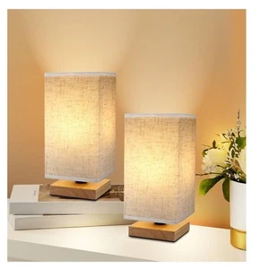 Small Square Bedside Table Lamp for Bedroom set of Square - Set of 2 - Picture 1 of 4