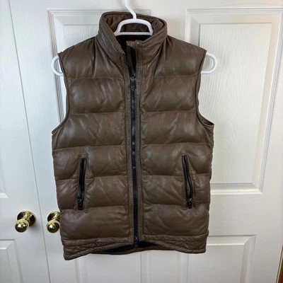 Mujer Bod & Christensen Puffer Cremallera Completa Marrón Chaleco Cuero Pequeño S Invierno Foto 1 de 4