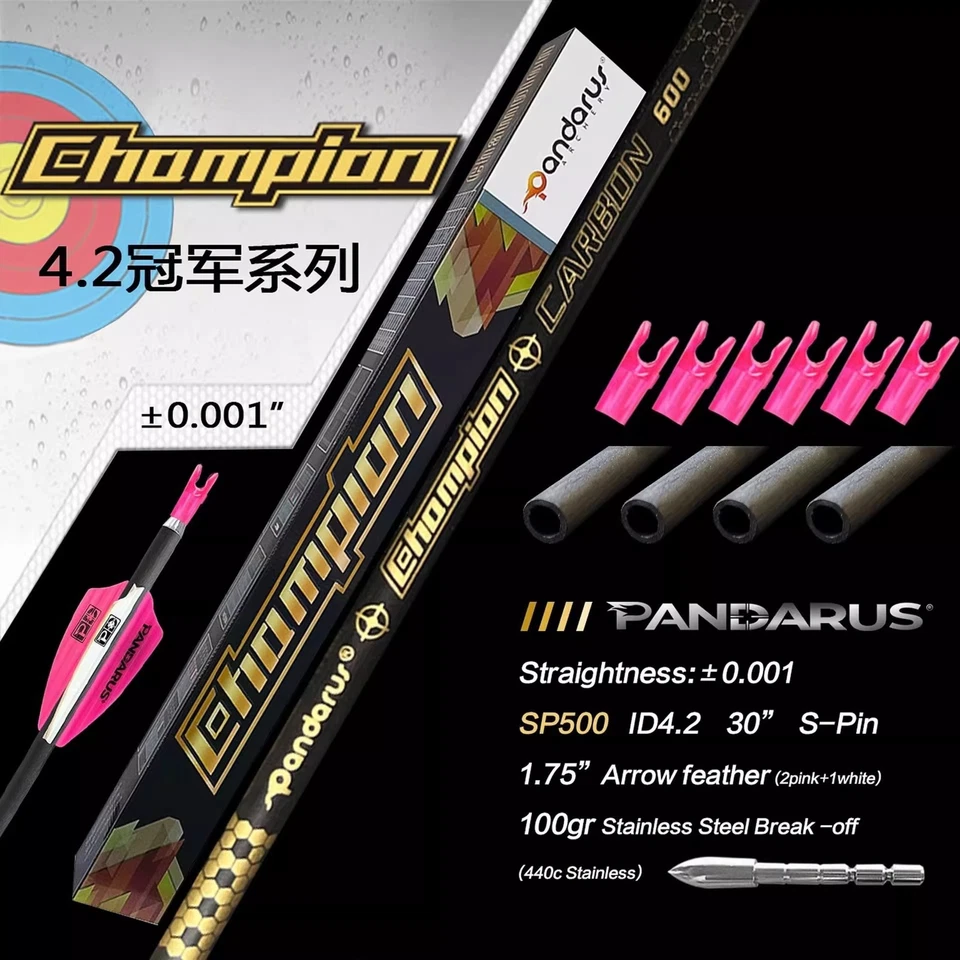 12pcs Pure Carbon Arrows SP400-1600 0.001" ID4.2mm Archery Bow Target PANDARUS - Image 1 of 4