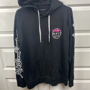 Sudadera con capucha Maui and Sons American Eagle Colab para hombre L negra logotipo de tiburón canguro - Imagen 1 de 6