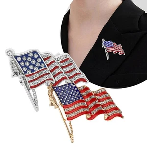 Broches Bandera Americana Cristal Esmalte Insignia Prendedores Solapa Joyería Mujeres Nuevo R3S4 - Imagen 1 de 21