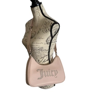Borsa a tracolla Juicy Couture rosa logo strass borsa baguette ispirata Y2K - Foto 1 di 16