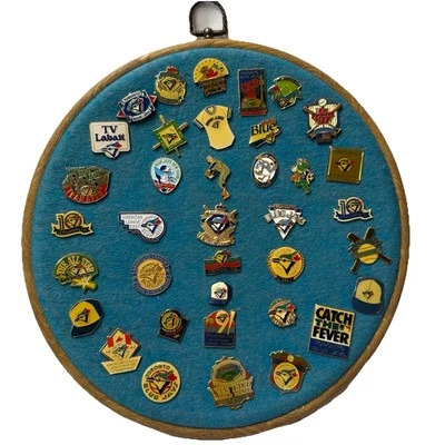 Huge Lot Of Toronto Blue Jays Baseball MLB Pins On Felt Ring Wow! - Image 1 of 4