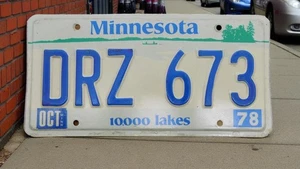 Minnesota License Plate 1978 Tag # DRZ-673 Blue/White Passenger Car Near Mint - Picture 1 of 1